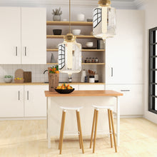 Load image into Gallery viewer, CasaVibe,, Kitchen Island – Rustic Wood‑Look HPL Top, Matte Black Metal Frame, Dual Storage Shelves, 49.6" Prep Station