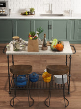 Load image into Gallery viewer, Artisan,, French‑Inspired Kitchen Island – Scratch‑Resistant HPL Top, Metal Frame, Storage Shelf, Built‑In Towel Racks