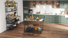 Load image into Gallery viewer, Artisan,, French‑Inspired Kitchen Island – Scratch‑Resistant HPL Top, Metal Frame, Storage Shelf, Built‑In Towel Racks