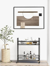 Load image into Gallery viewer, Glassara,, Rolling Bar Cart – 2‑Tier Mirror Shelves, Spill‑Guard Rails, Locking Casters, Satin Black Metal Frame