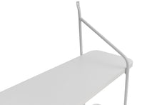 Load image into Gallery viewer, Modernatta Wall Wood Ladder Shelf – 3‑Tier Compact, White Metal Frame, Wood‑Look Melamine Shelves
